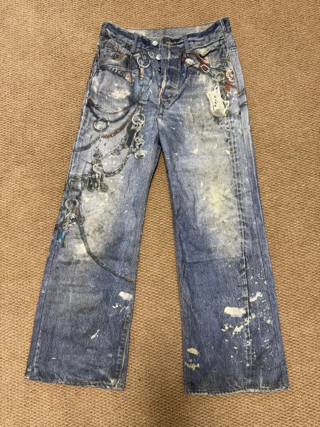 ACN Washed Denim Jeans Blue