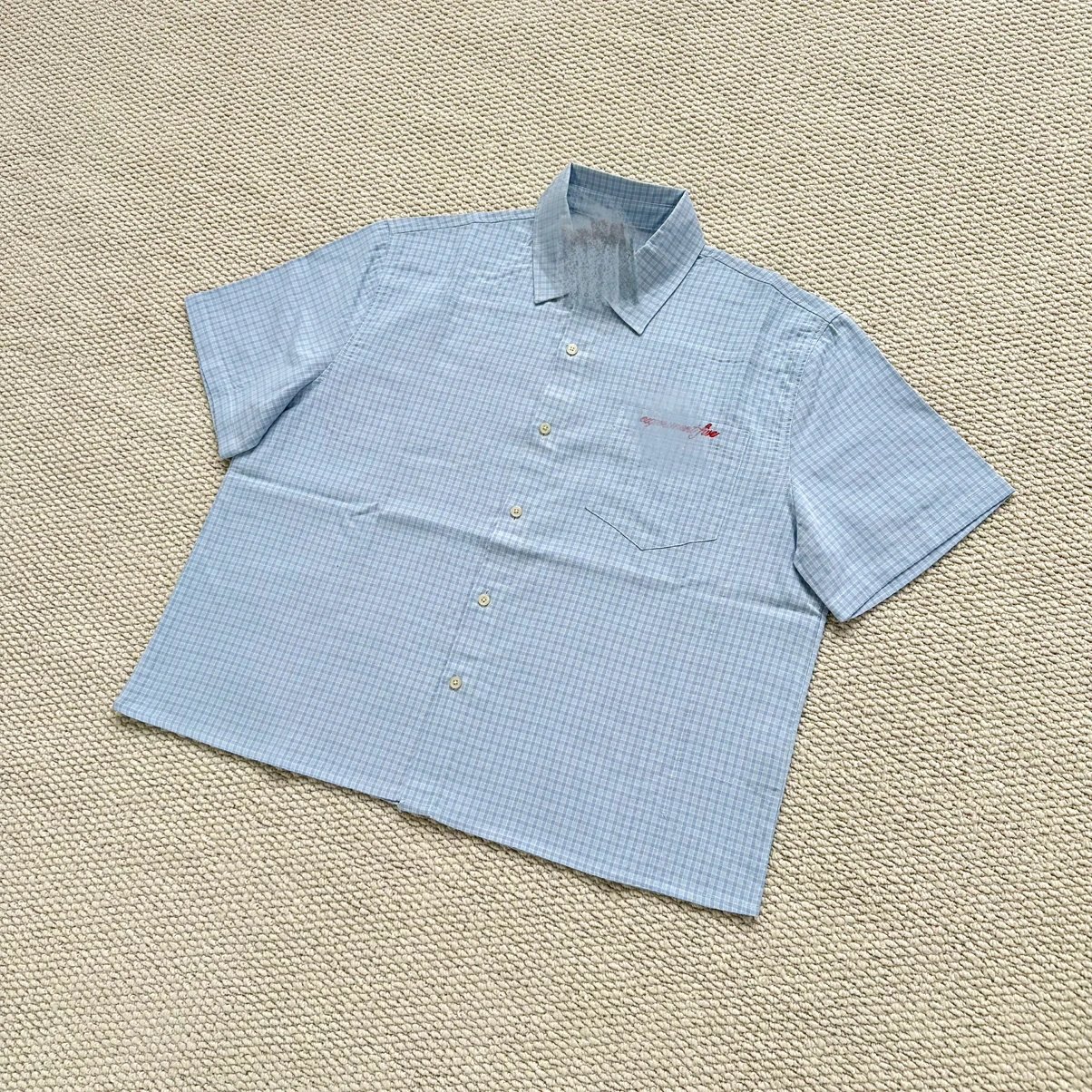 Mult Blue Small Check Short Sleeve Shirt